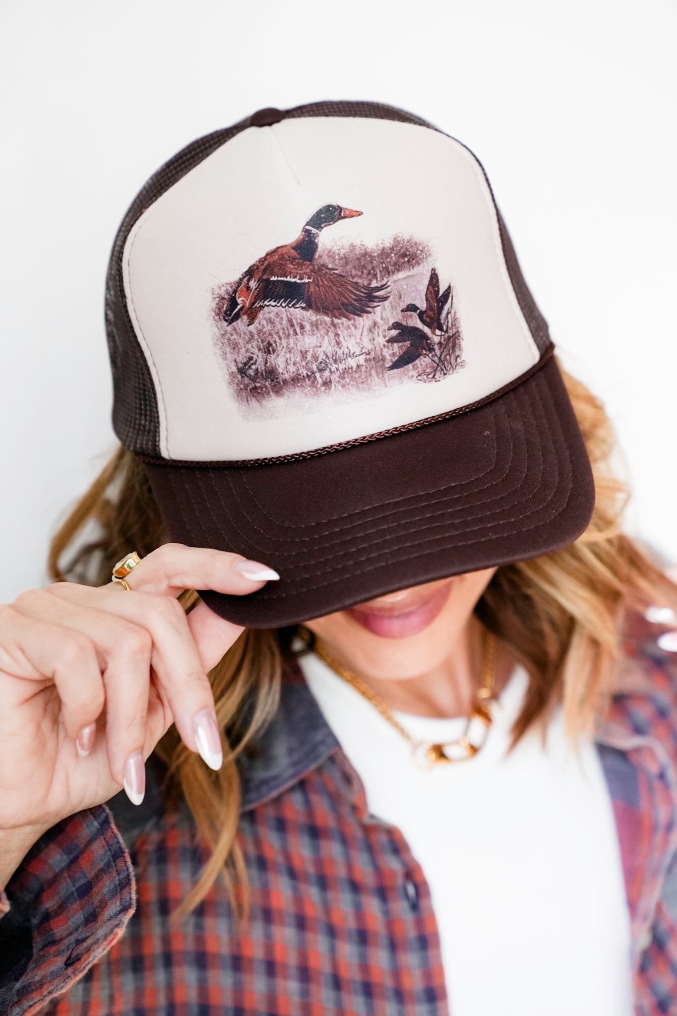 Retro Duck Brown & Tan Trucker Cap