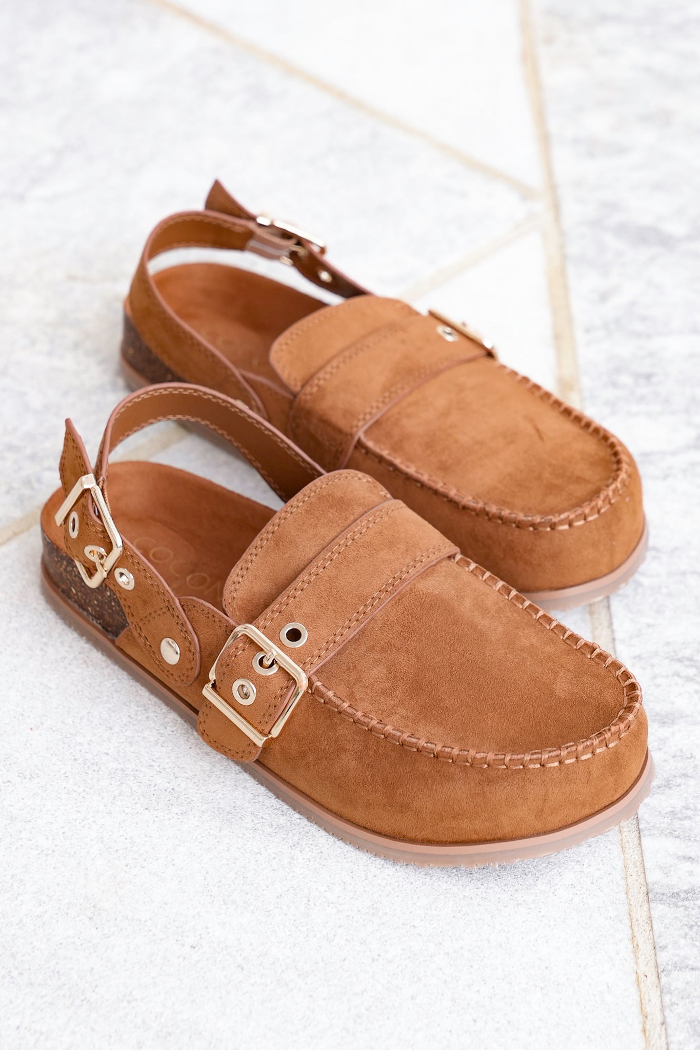 Chunky Buckle Loafer Mule with Back Strap