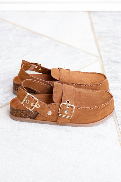 Chunky Buckle Loafer Mule with Back Strap