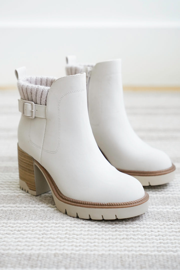 MIA Vegan Leather Ankle Booties with Knit Cuff