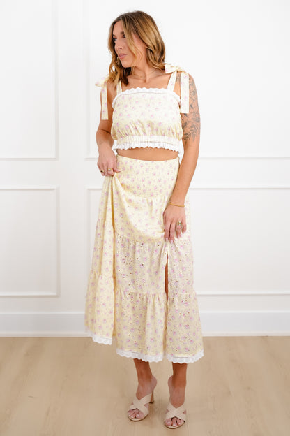 Floral Eyelet Sleeveless Cropped Top