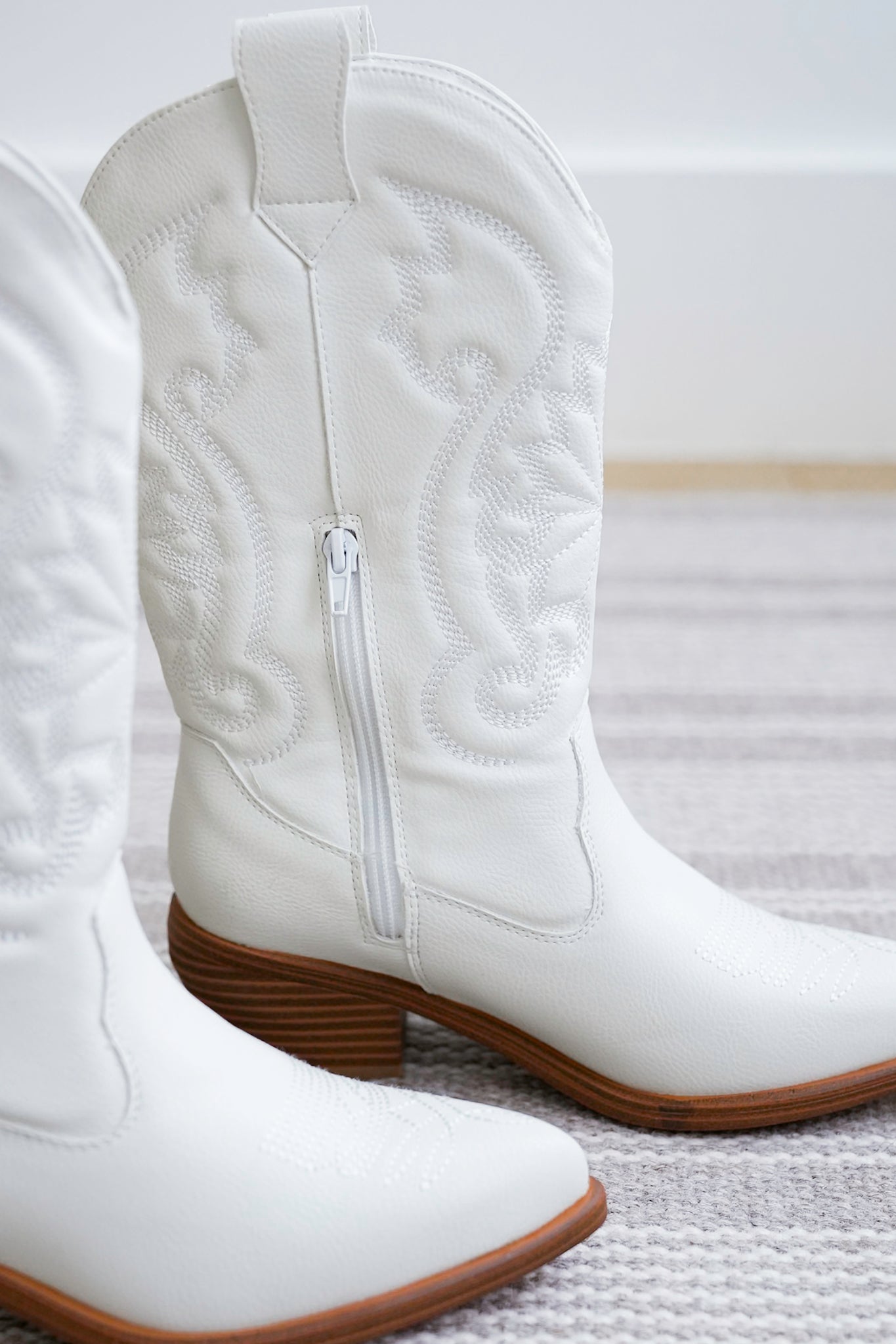 MIA Vegan Leather Western Boots with Embroidered Detailing and