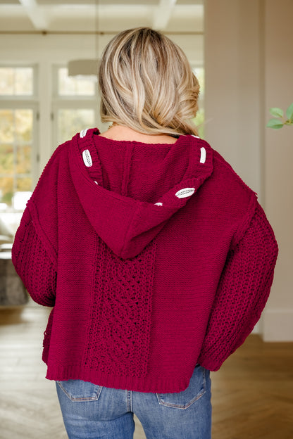 Luxurious Cable Drawstring Hooded Sweater