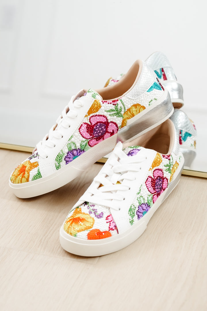 Betsey Johnson Floral Embellished Lace Up Platform Sneaker