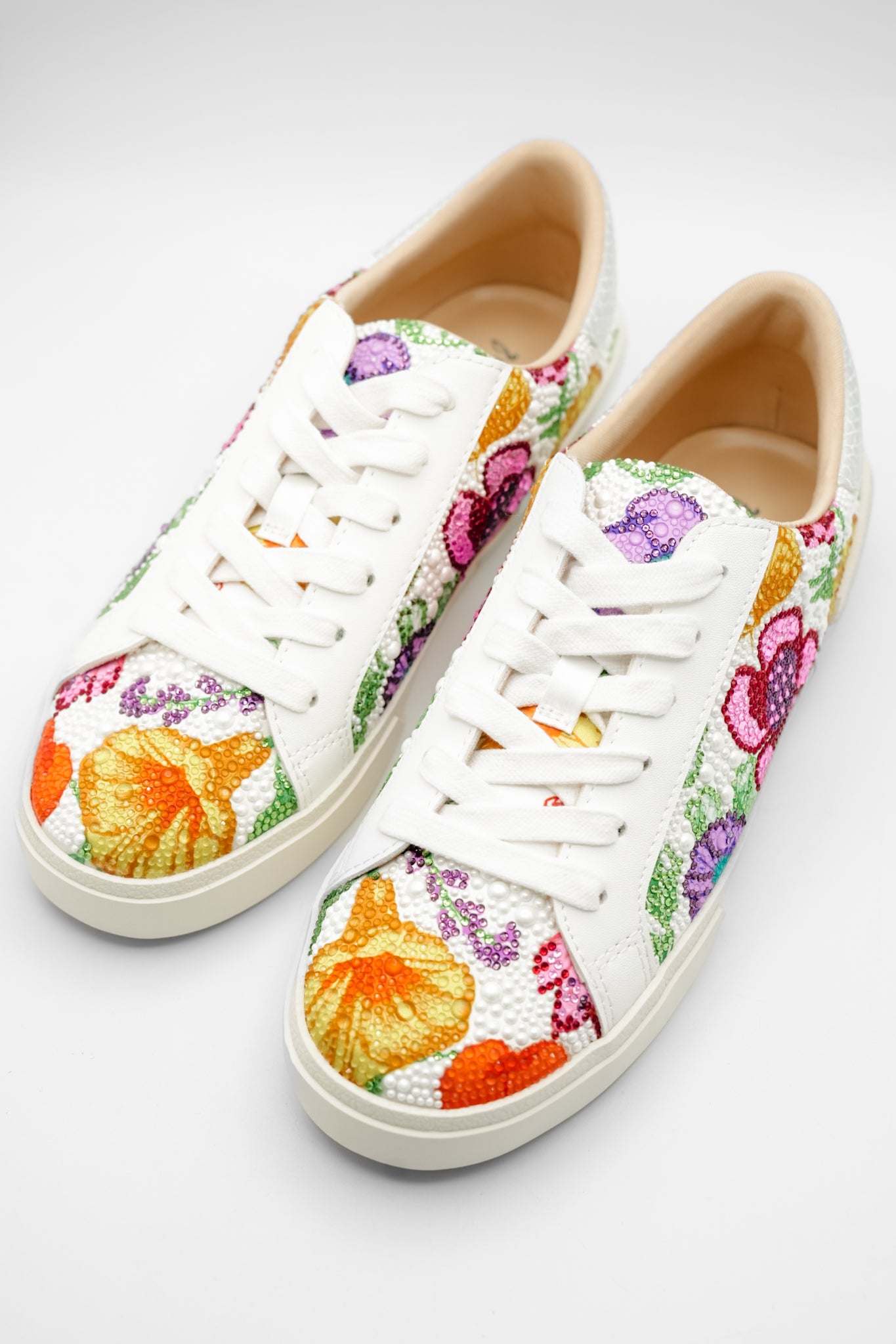 Betsey Johnson Floral Embellished Lace Up Platform Sneaker