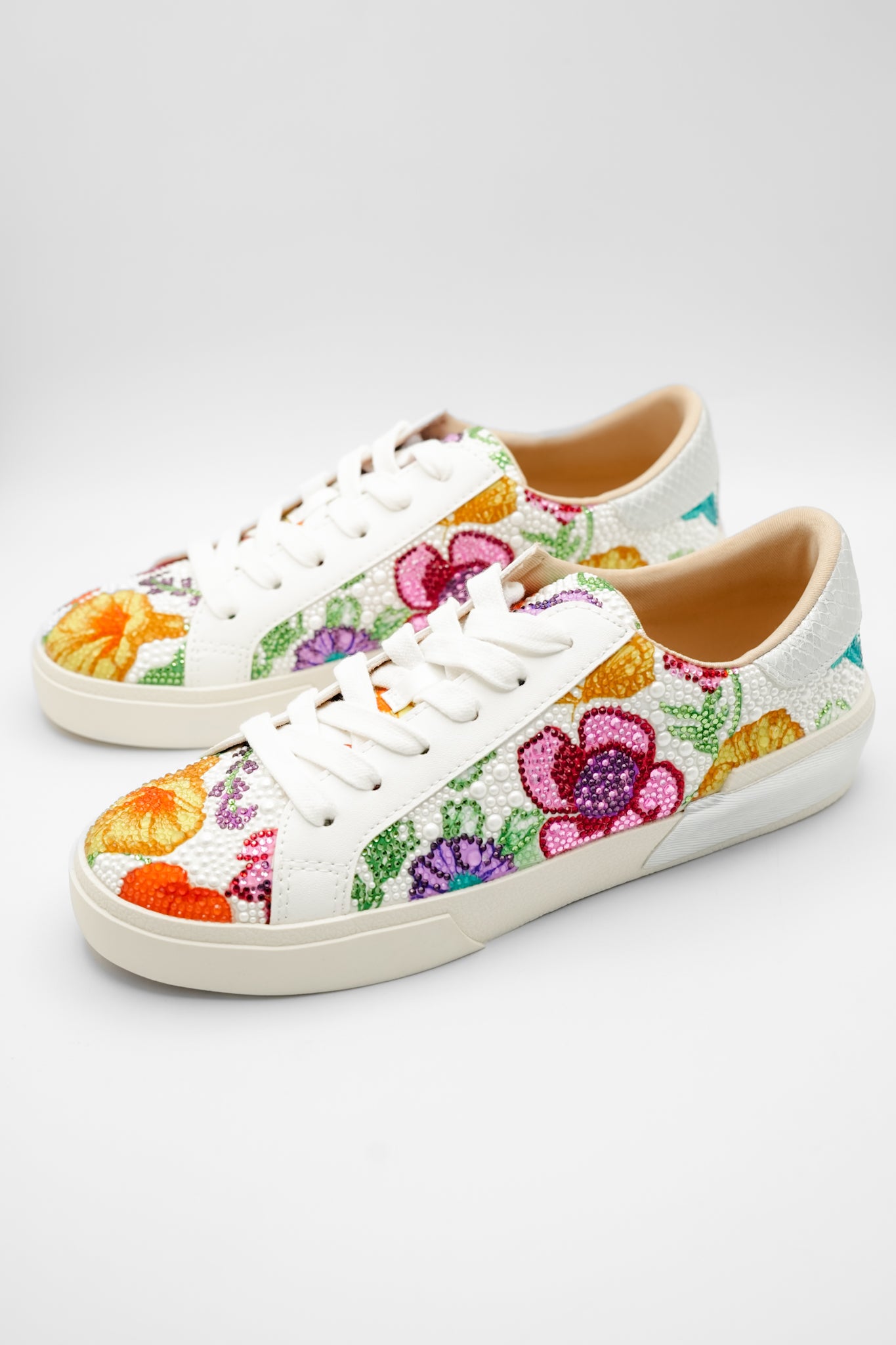 Betsey Johnson Floral Embellished Lace Up Platform Sneaker