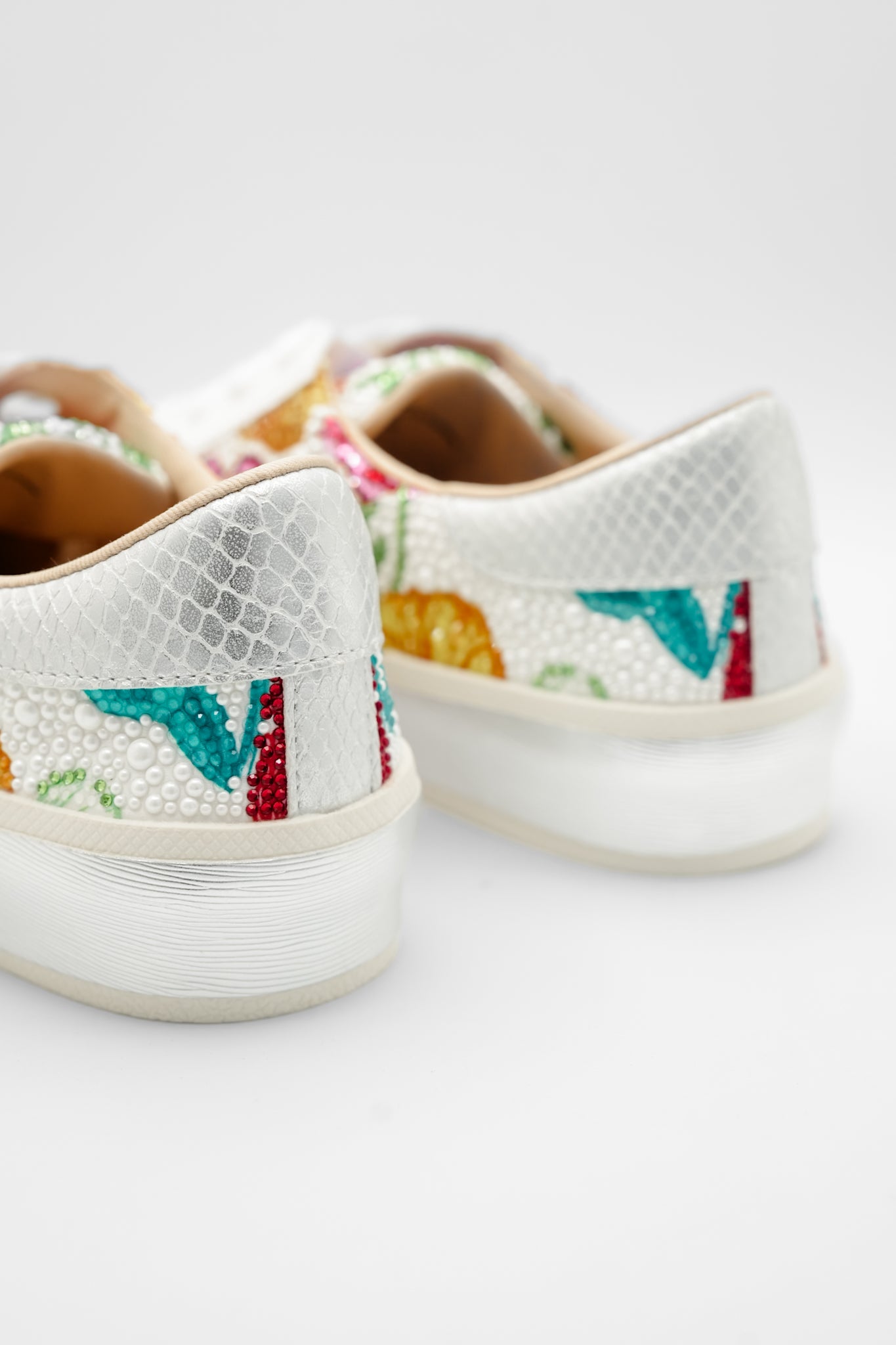 Betsey Johnson Floral Embellished Lace Up Platform Sneaker