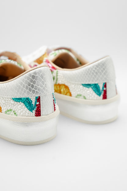 Betsey Johnson Floral Embellished Lace Up Platform Sneaker