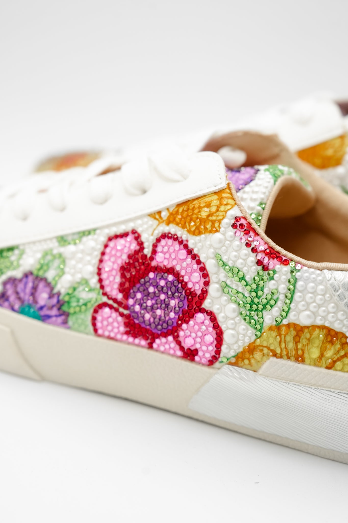 Betsey Johnson Floral Embellished Lace Up Platform Sneaker