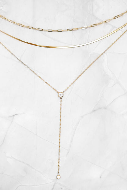 Mila + Stevie Dainty 3 Strand CZ Long Necklace