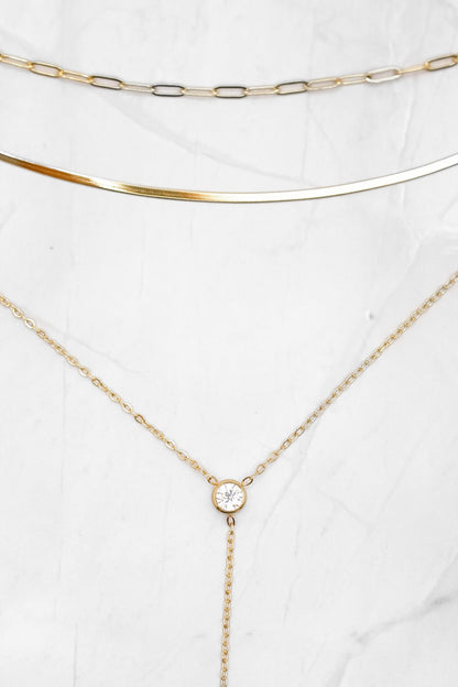 Mila + Stevie Dainty 3 Strand CZ Long Necklace