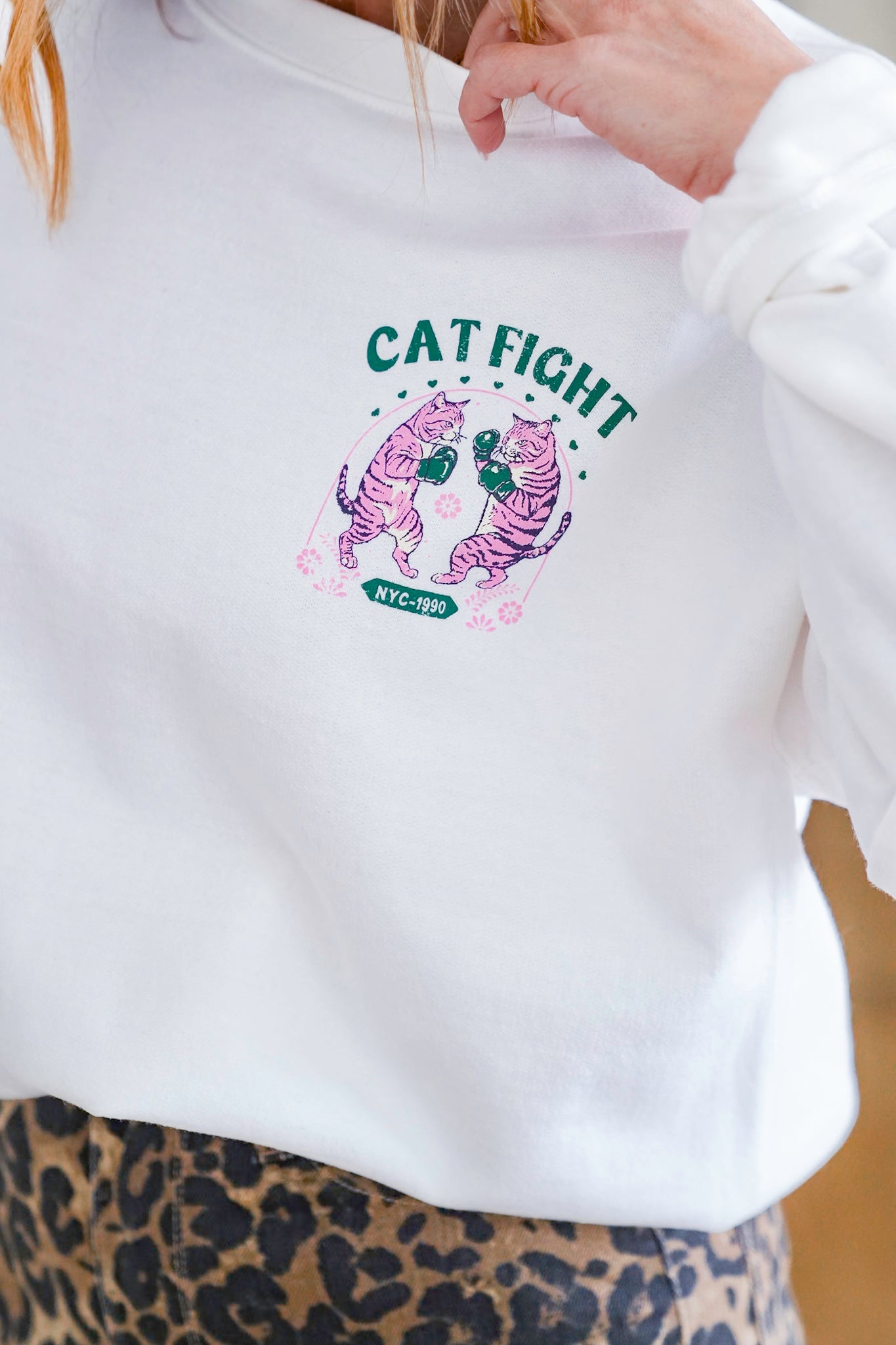 Restock! Long Sleeve "Cat Fight" Graphic Sweatshirt