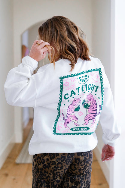 Restock! Long Sleeve "Cat Fight" Graphic Sweatshirt