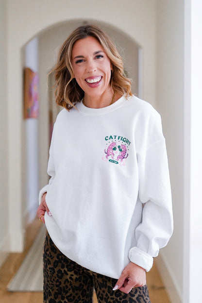 Restock! Long Sleeve "Cat Fight" Graphic Sweatshirt