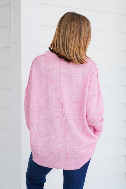 Door Buster! Zenana Melange Hi Low Hem Pocket Sweater