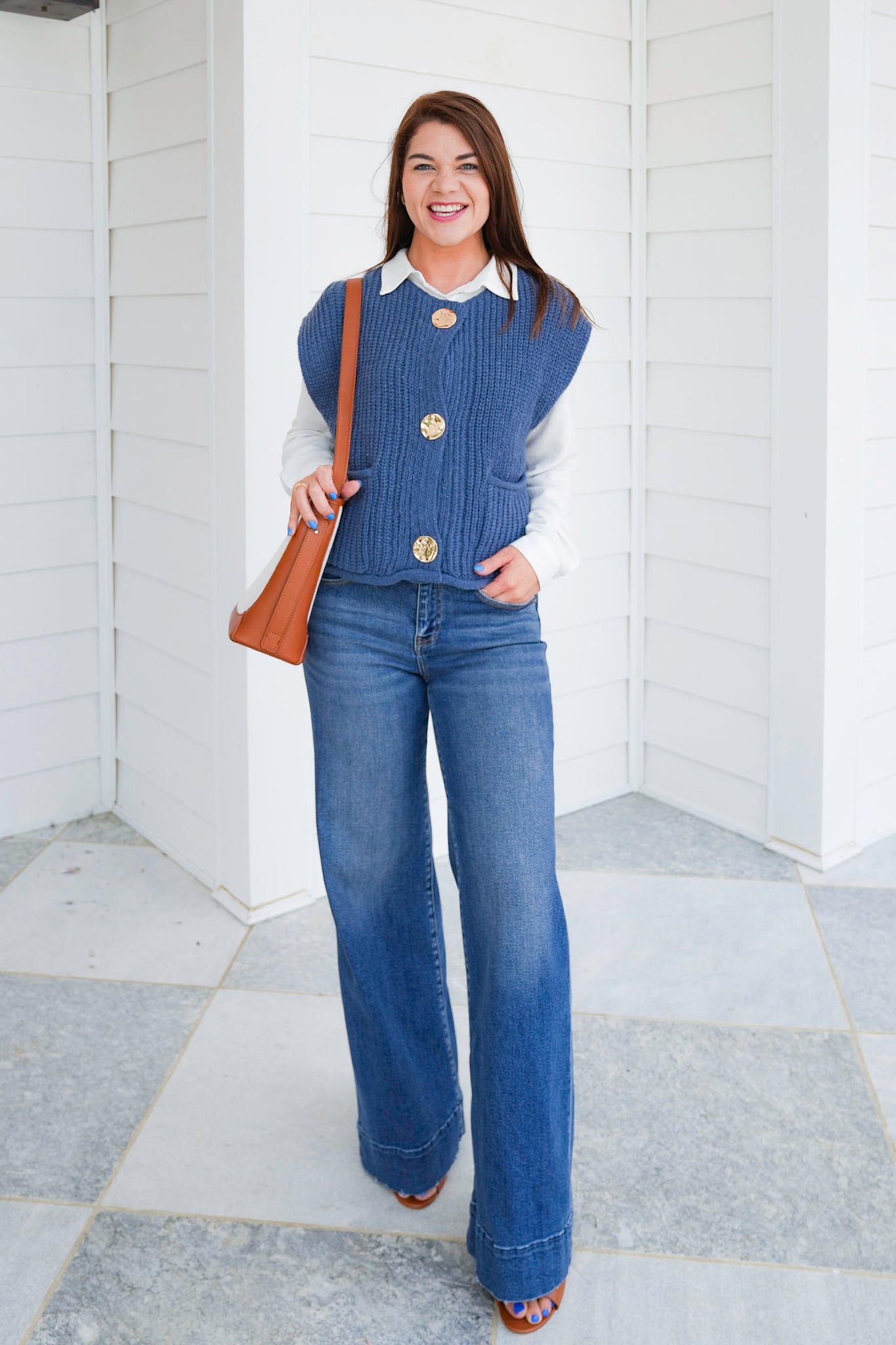 Large Metal Button Down Sweater Vest