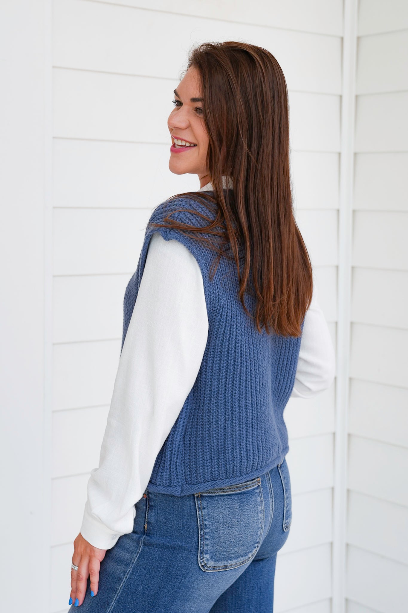 Large Metal Button Down Sweater Vest