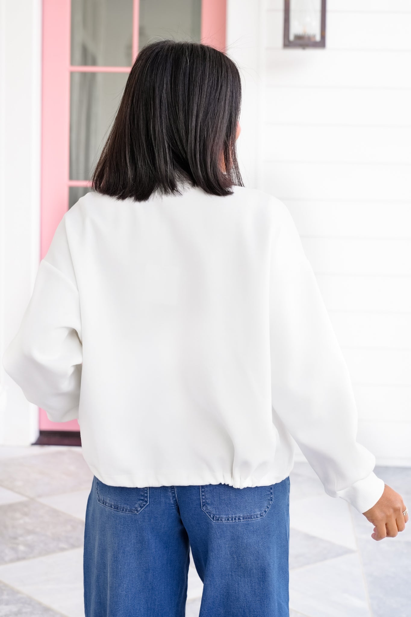 Plus/Reg Long Sleeve Open Front Jacket with Stitching