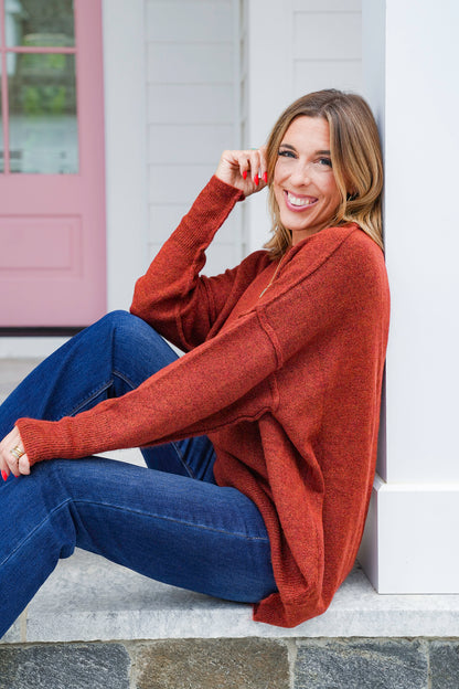 Door Buster! Zenana Melange Hi Low Hem Pocket Sweater