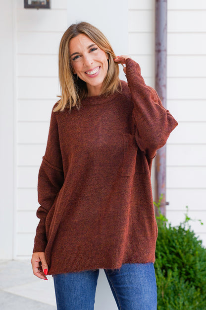 Door Buster! Zenana Melange Hi Low Hem Pocket Sweater
