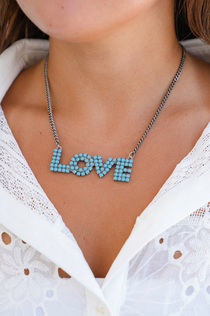 TOVA Turquoise Mini La La Love Necklace