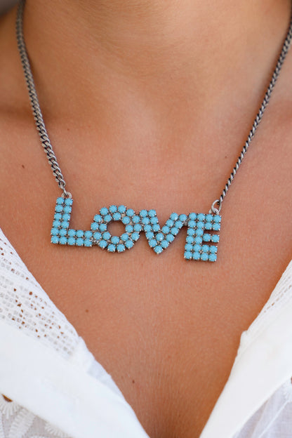 TOVA Turquoise Mini La La Love Necklace