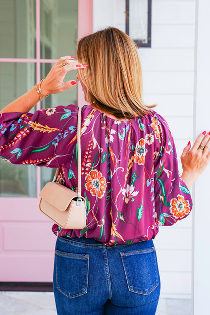 Floral Short Sleeve Bubble Hem Top