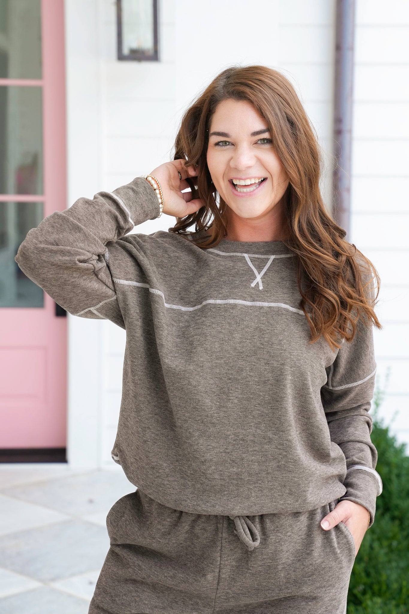 Heathered Long Sleeve Pullover Top