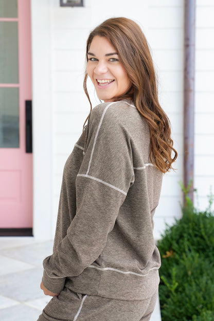 Heathered Long Sleeve Pullover Top