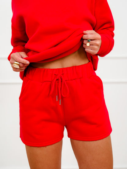 Door Buster! Zenana Fleece Boat Neck Sweatshirts and Shorts Set
