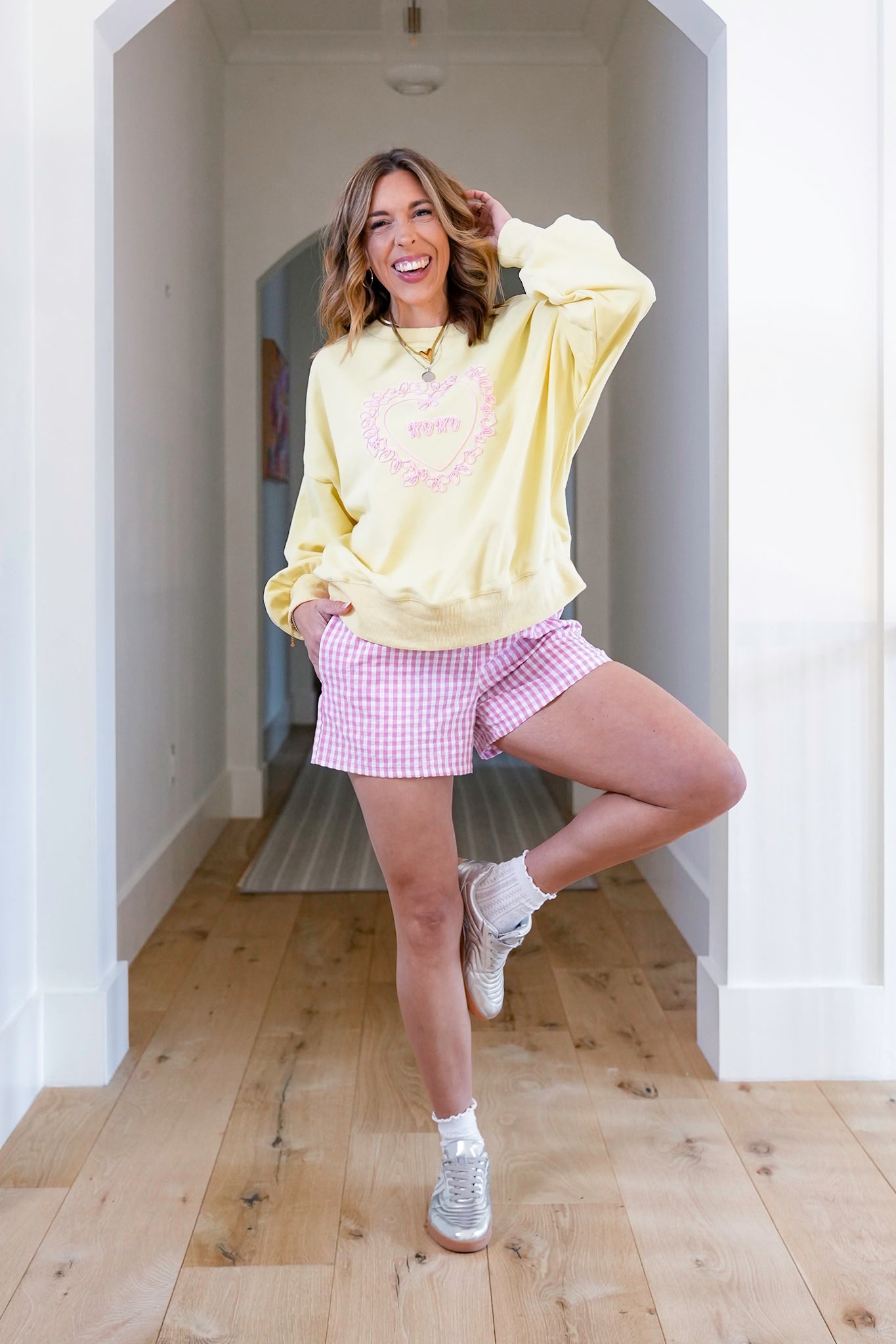 Gingham Print Double Elastic Waist Boxer Shorts