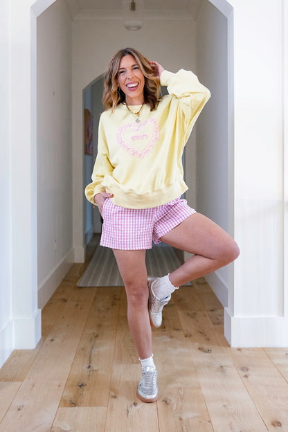 Gingham Print Double Elastic Waist Boxer Shorts