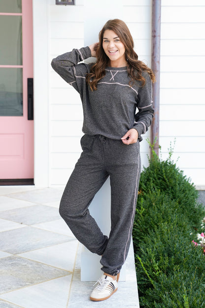 Heathered Long Sleeve Pullover Top