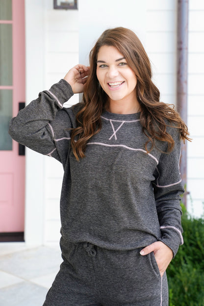 Heathered Long Sleeve Pullover Top