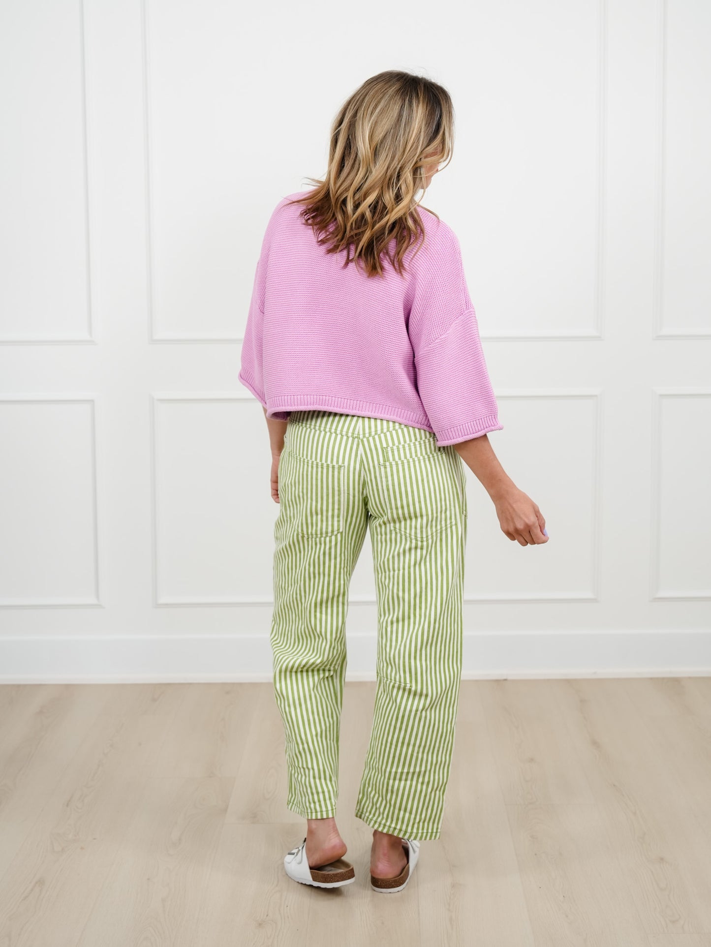 Textured 3/4 Sleeve Button Up Cardigan Sweater