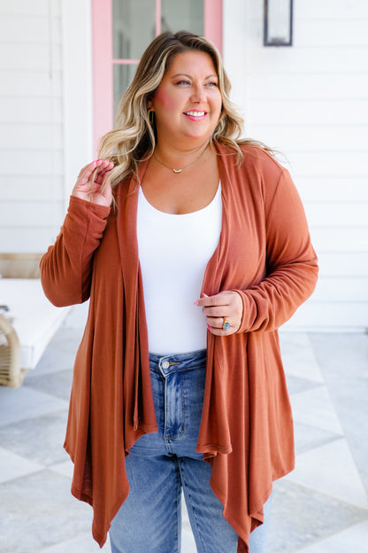 Plus/Reg Door Buster! Long Sleeve Cascading Open Front Cardigan