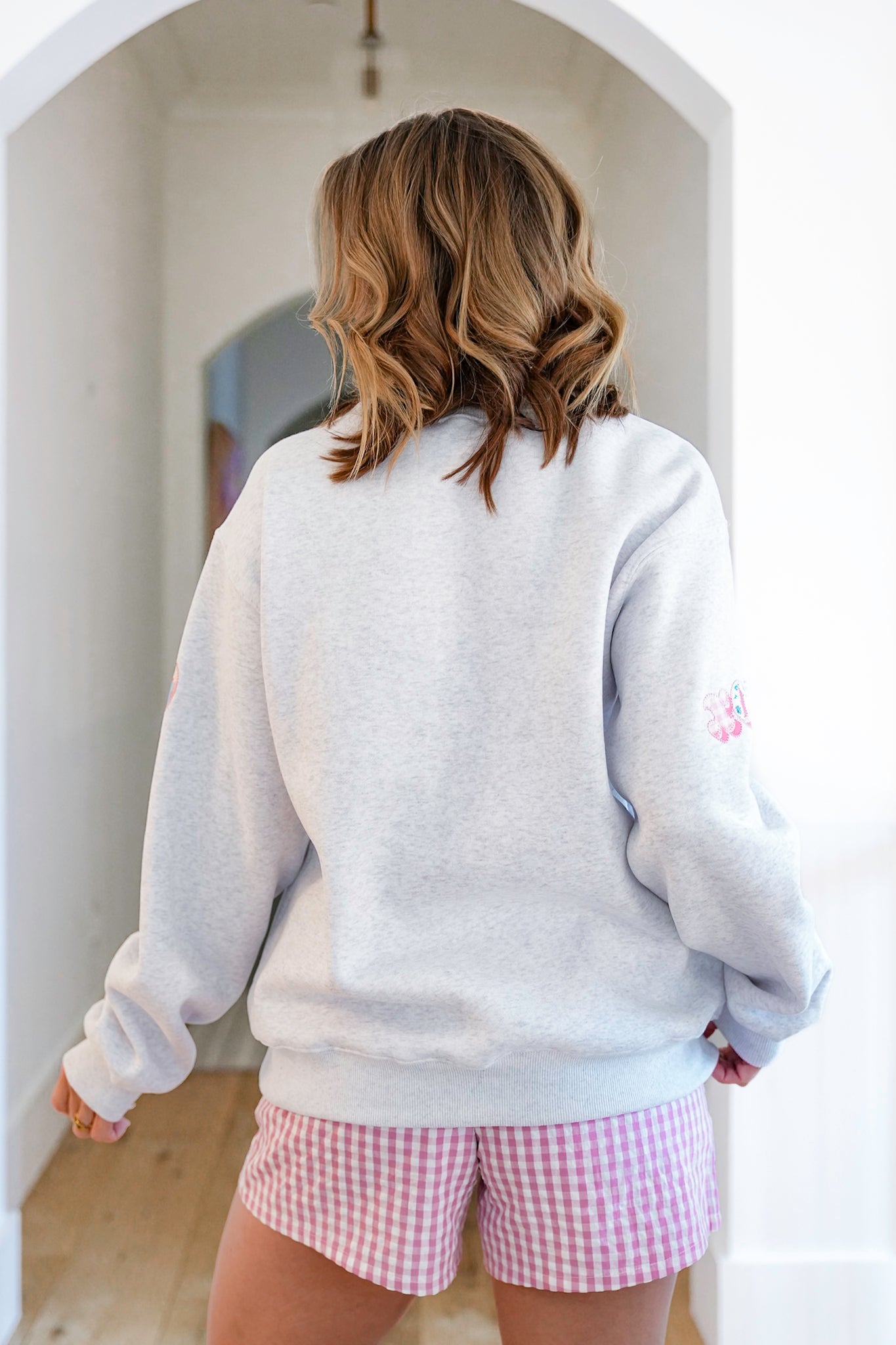 Long Sleeve Sweatshirt with Heart and XOXO Patchwork