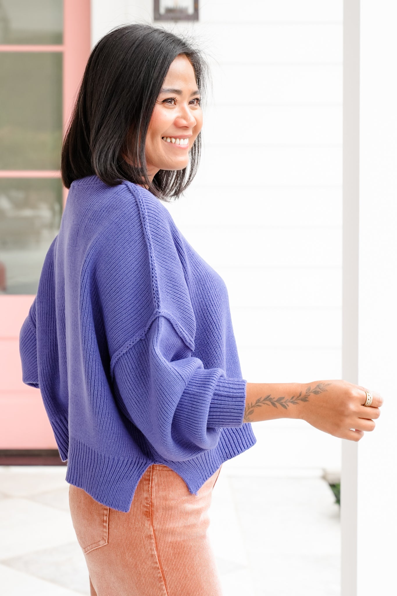 Solid Long Sleeve Cropped Sweater