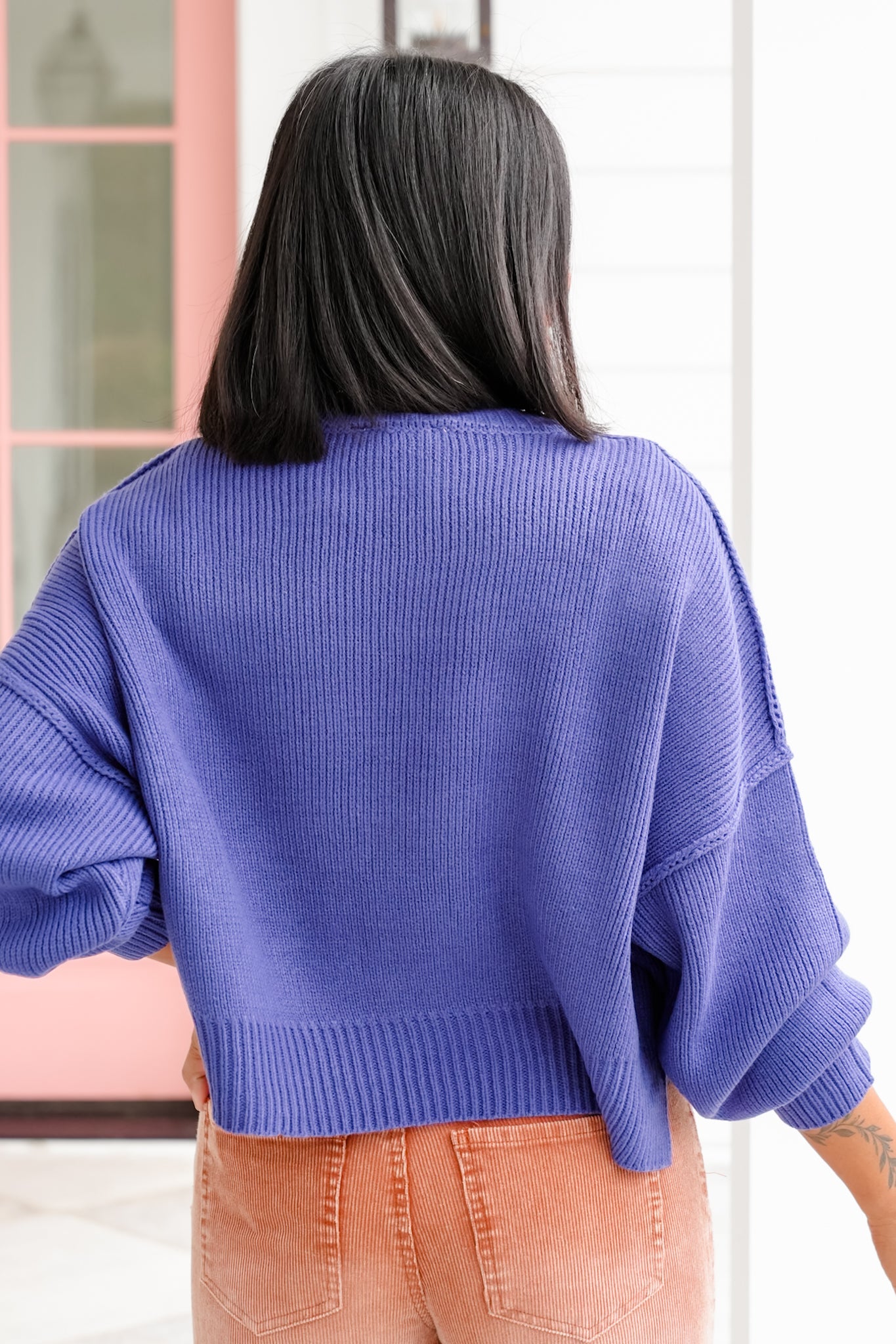 Solid Long Sleeve Cropped Sweater