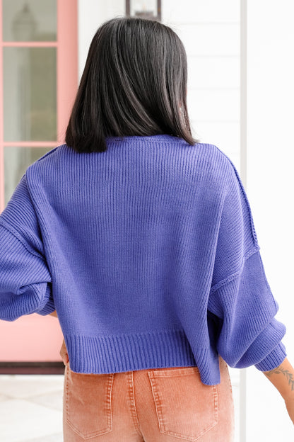 Solid Long Sleeve Cropped Sweater