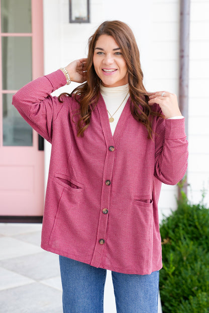 Door Buster! Plus/Reg Long Sleeve Thermal Knit Button Down Cardigan