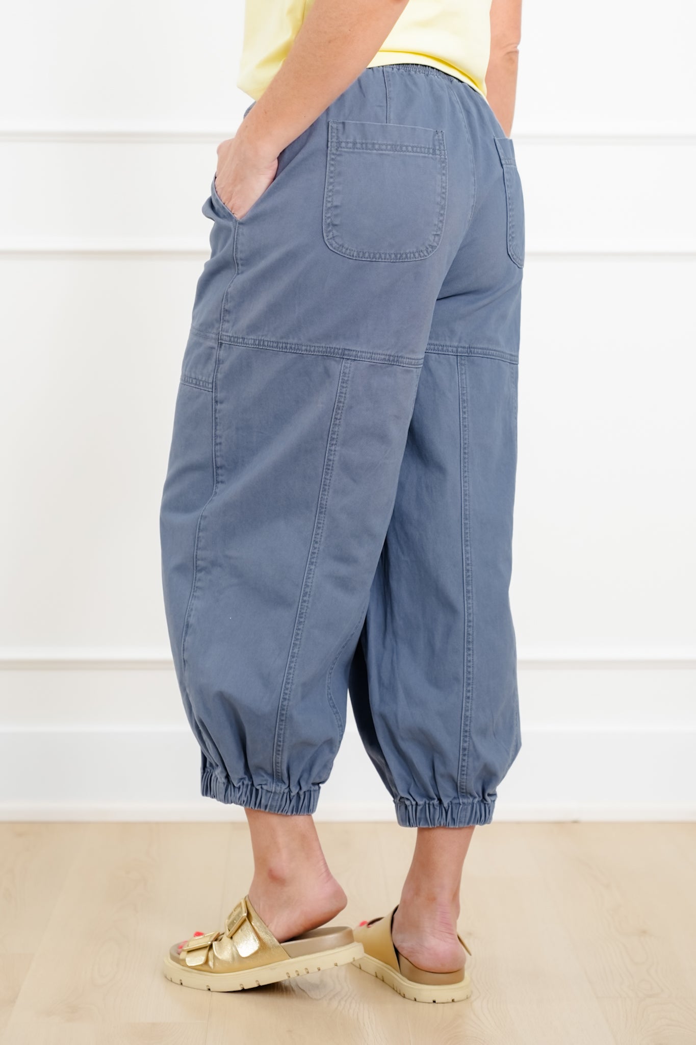 Stone Wash Elastic Waist Jogger Pants