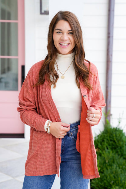 Door Buster! Plus/Reg Long Sleeve Thermal Knit Button Down Cardigan