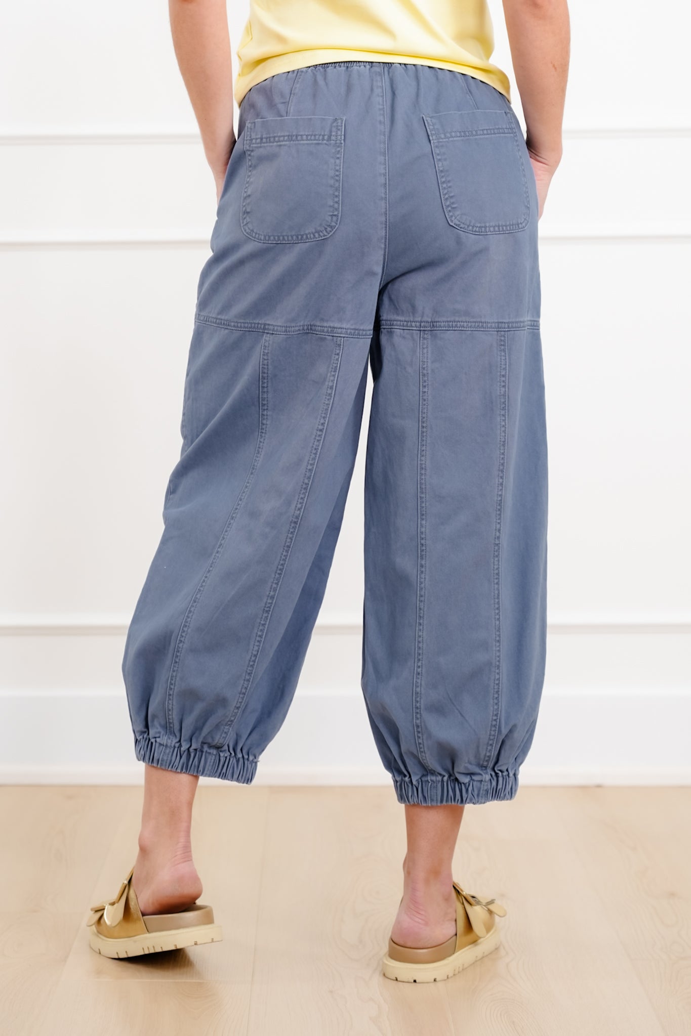 Stone Wash Elastic Waist Jogger Pants