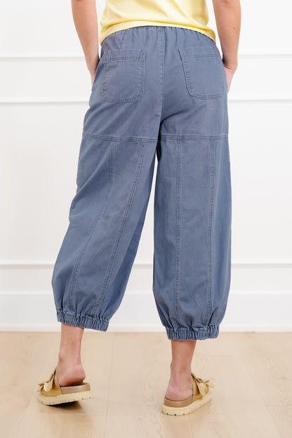 Stone Wash Elastic Waist Jogger Pants