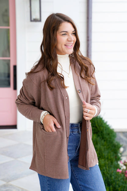 Door Buster! Plus/Reg Long Sleeve Thermal Knit Button Down Cardigan