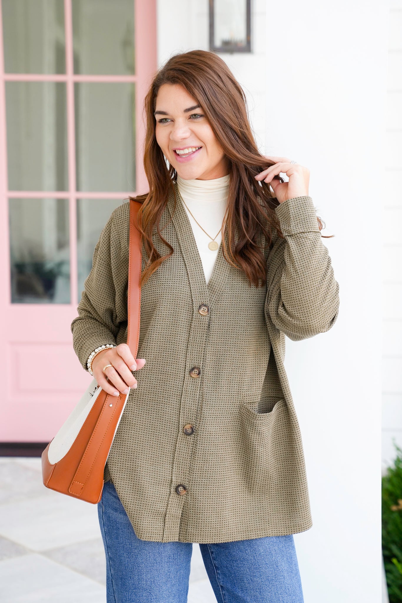 Door Buster! Plus/Reg Long Sleeve Thermal Knit Button Down Cardigan