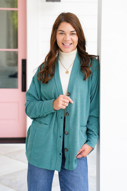 Door Buster! Plus/Reg Long Sleeve Thermal Knit Button Down Cardigan