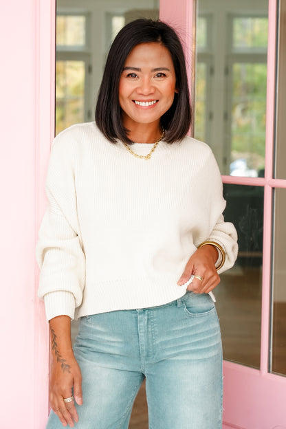 Solid Long Sleeve Cropped Sweater