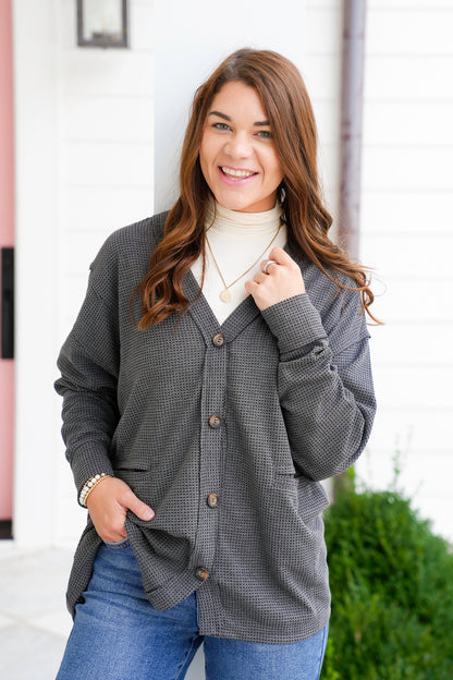 Door Buster! Plus/Reg Long Sleeve Thermal Knit Button Down Cardigan
